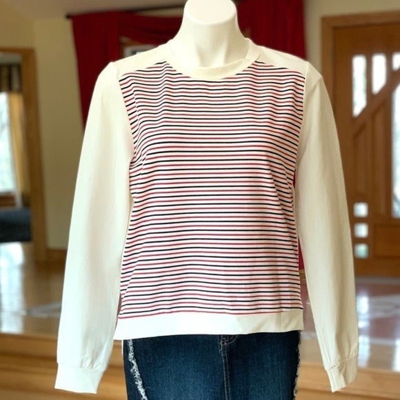 After Market Tops - After Market Striped Hi Lo Sweatshirt Size Small